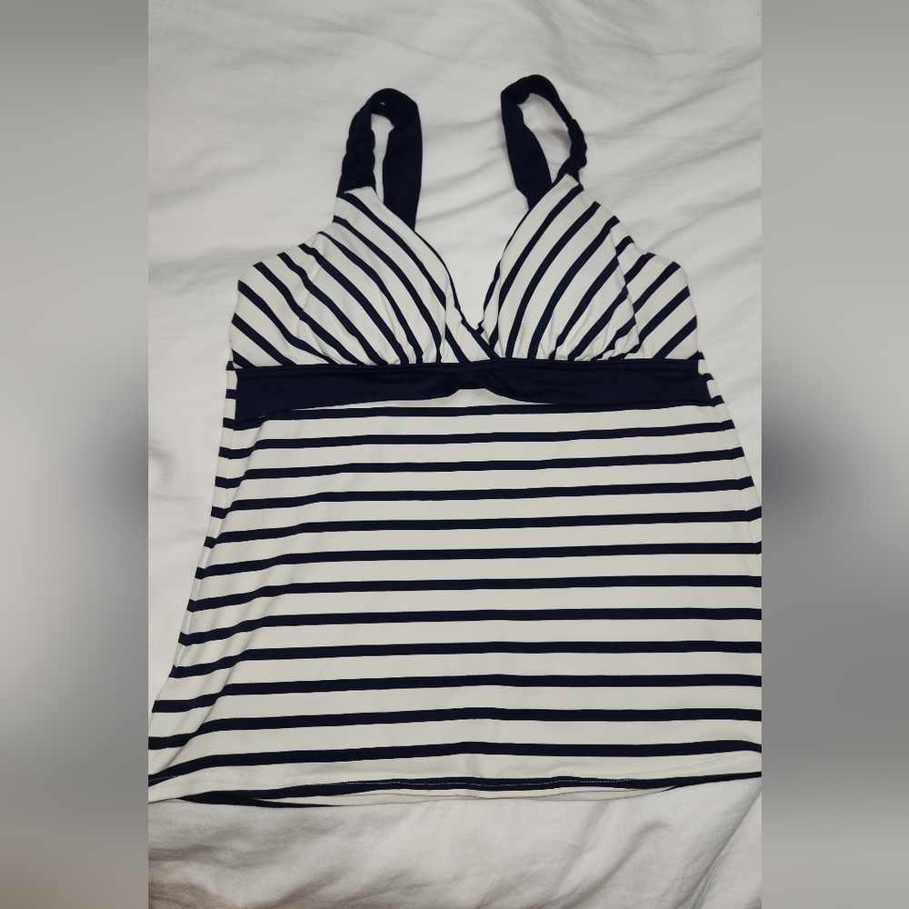 Lands End Navy Striped Tankini Halter